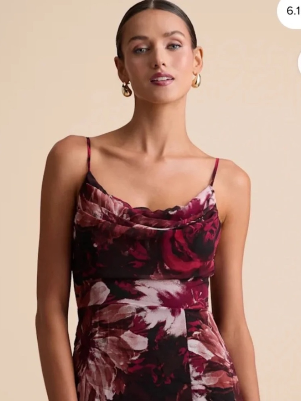 Lulus Floral Cowl Neck Midi Dress